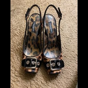 Dolce&Gabbana Leopard & Black Peep-toe Pumps size 37.5